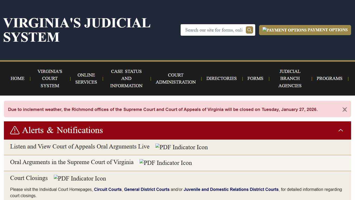 Front Page Virginia Court System