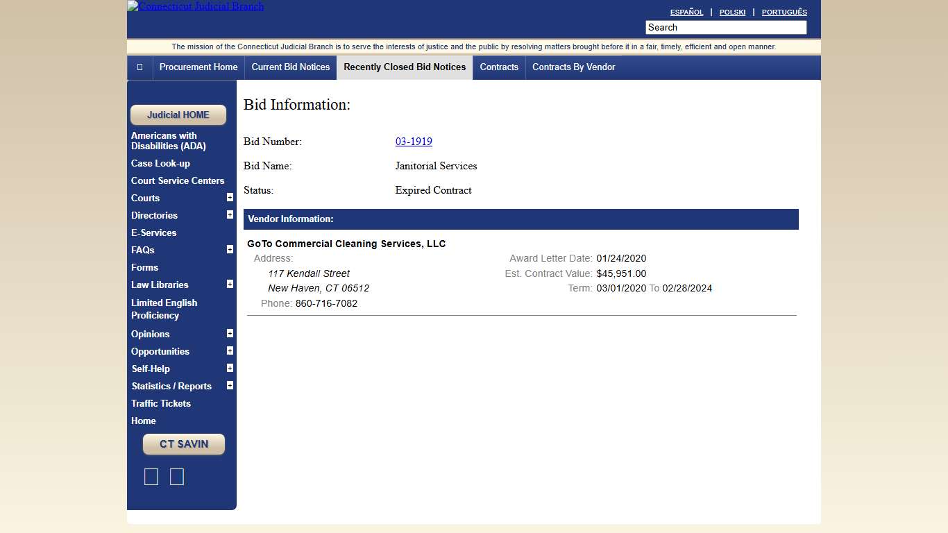 CT Judicial Branch - Contract Portal